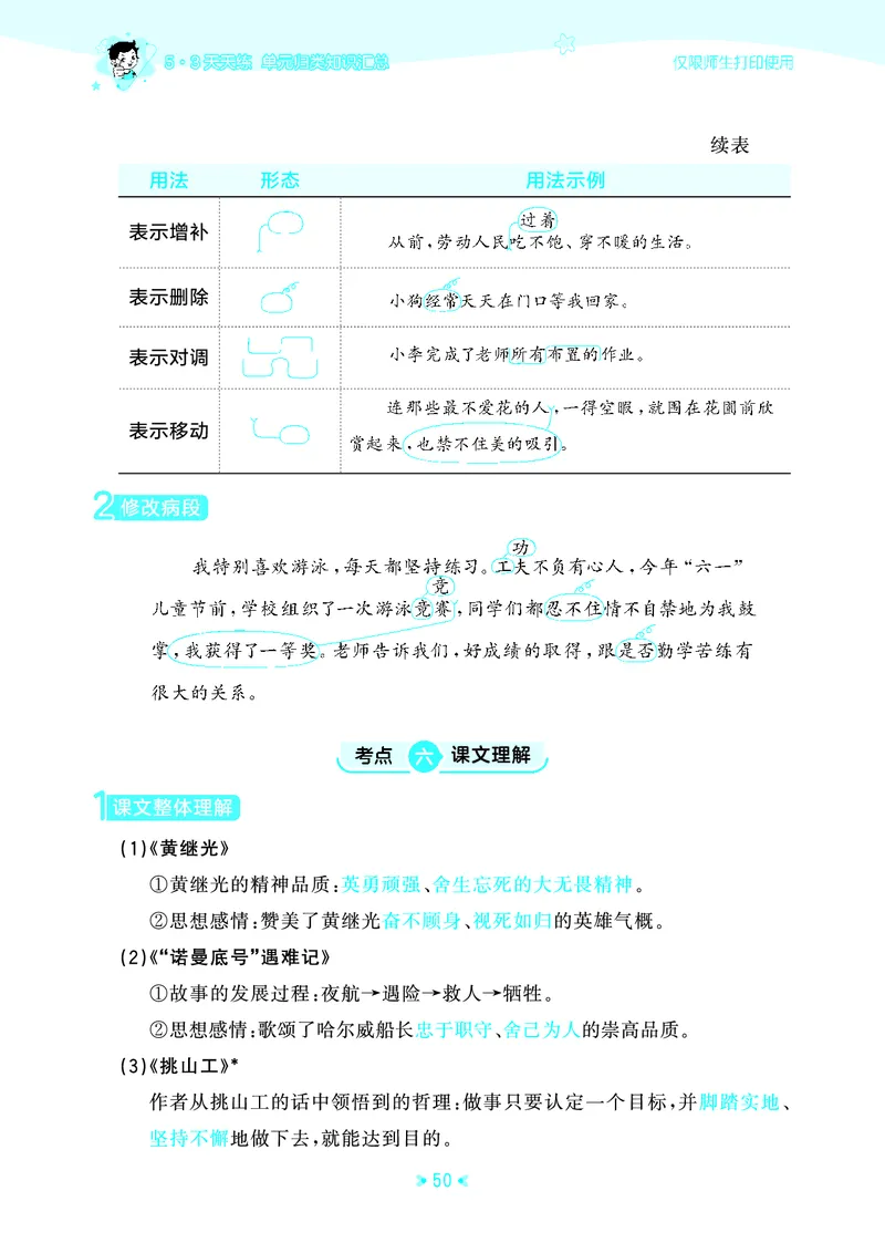 26春53天天练四下人教语文《单元归类知识汇总》_2026春人教语文53单元知识归纳总结