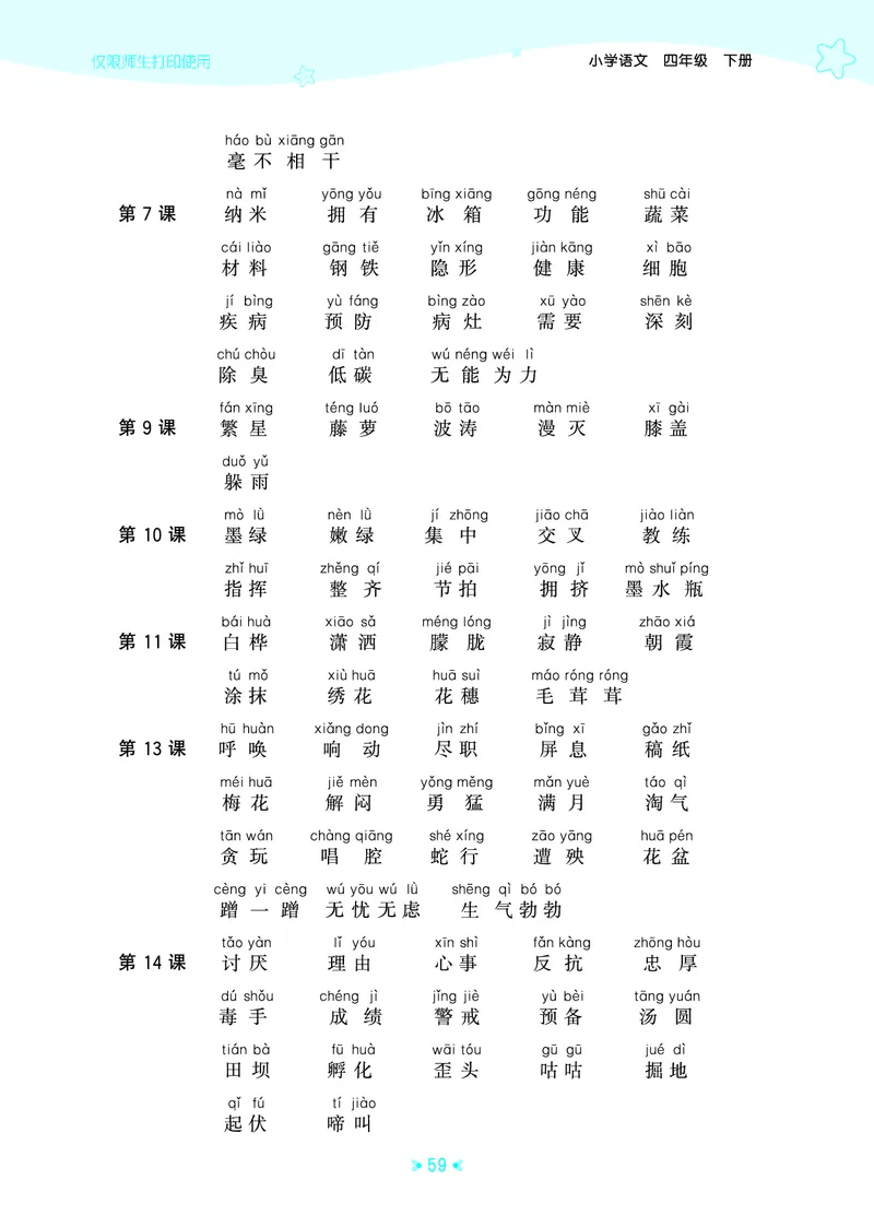26春53天天练四下人教语文《单元归类知识汇总》_2026春人教语文53单元知识归纳总结