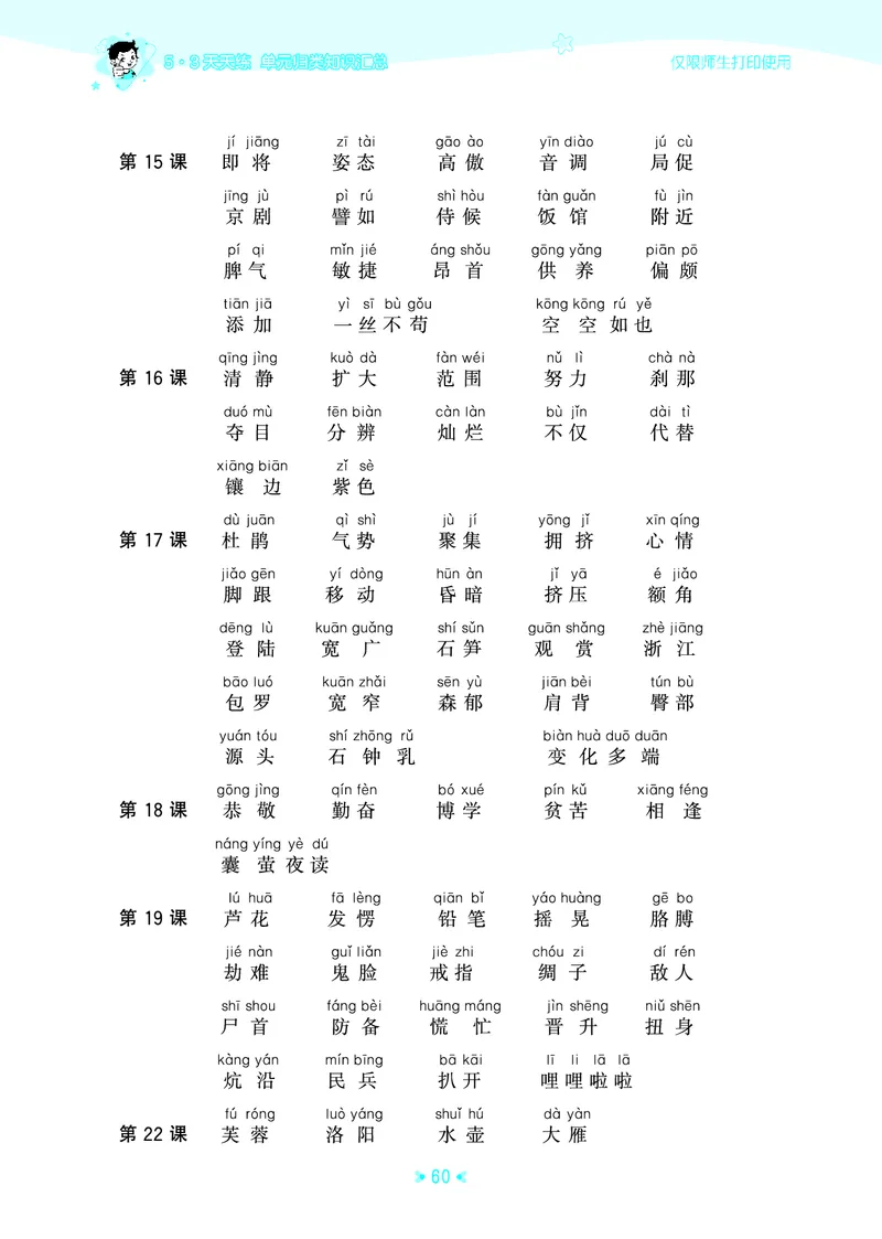 26春53天天练四下人教语文《单元归类知识汇总》_2026春人教语文53单元知识归纳总结