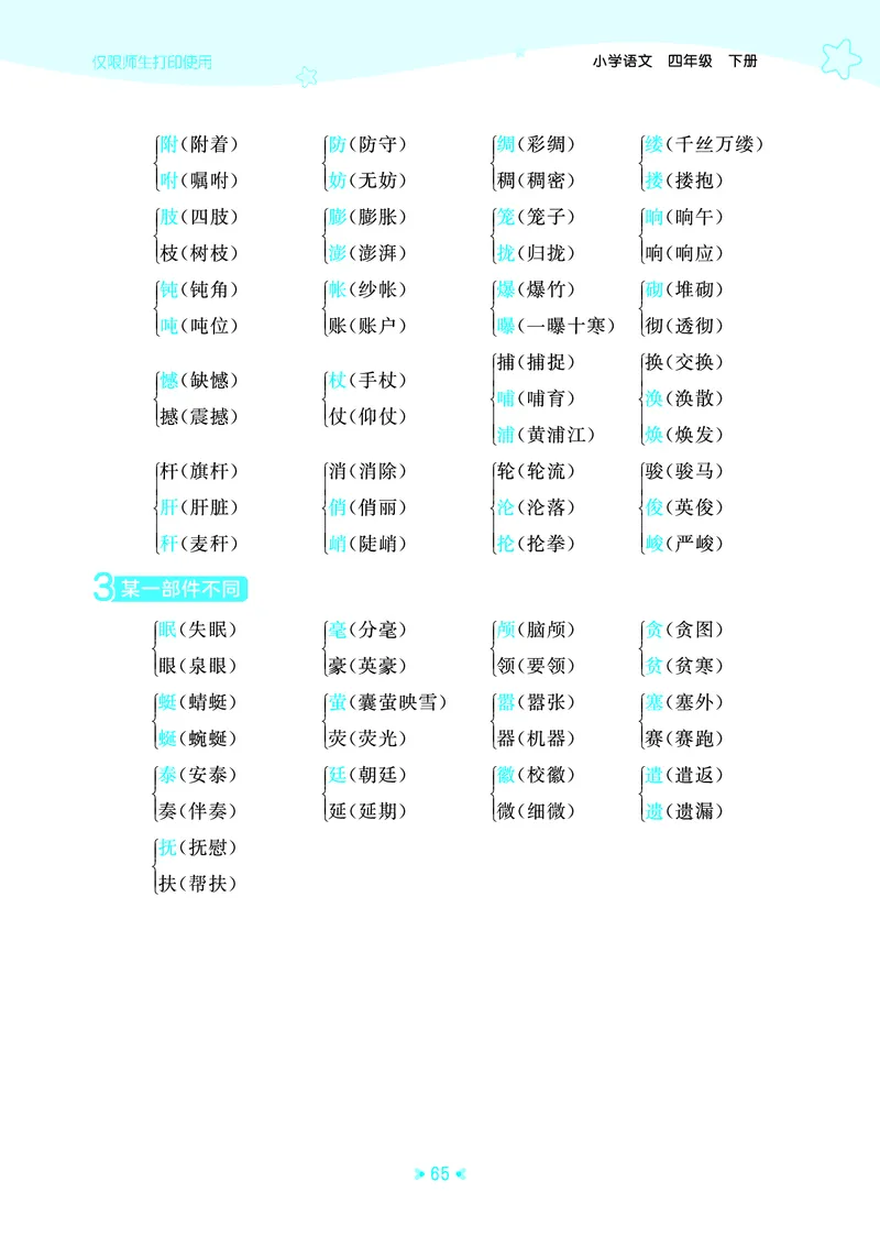 26春53天天练四下人教语文《单元归类知识汇总》_2026春人教语文53单元知识归纳总结