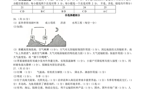 高一地理答案_2026年03月高一试卷_260329浙江四校(含精诚联盟)2025-2026学年高一下学期3月阶段检测（全科）