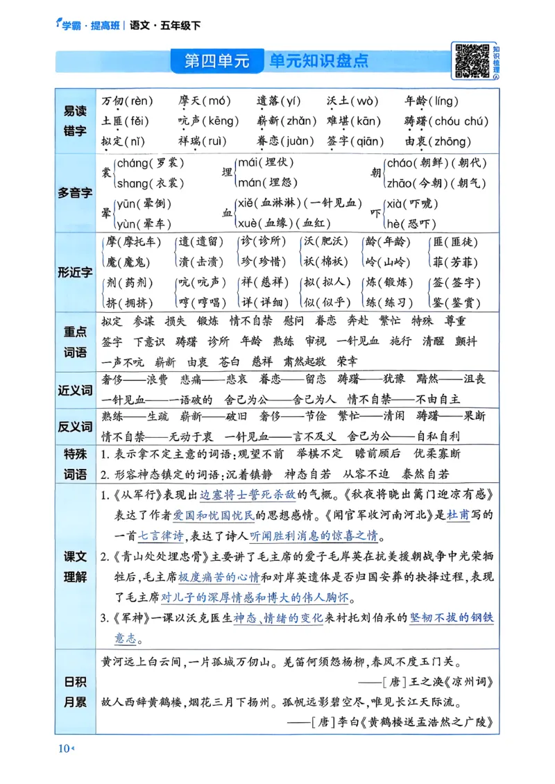 26春五年级下册四星学霸-语文人教-考点提分手册_2026春小学教辅大合集_9-26春《经纶学霸》系列_26春《四星学霸》系列_26春《四星学霸》语文1-6年级下册