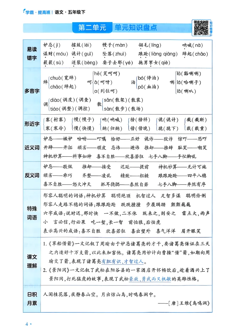 26春五年级下册四星学霸-语文人教-考点提分手册_2026春小学教辅大合集_9-26春《经纶学霸》系列_26春《四星学霸》系列_26春《四星学霸》语文1-6年级下册