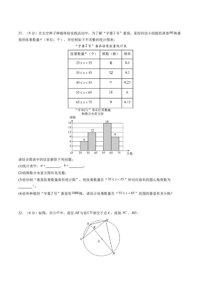 数学（湖南卷）（考试版）_中考复习资料_语数英物化_2数学中考复习_赠送：2025中考模拟题_2025年数学一模_数学（湖南省卷）-2025年中考第一次全真模拟题