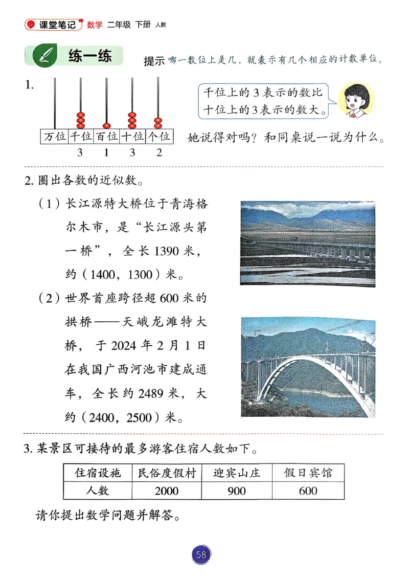 26春人教版二年级下册数学课堂笔记_2026春小学教辅大合集_3-26春《课堂笔记》系列_26春数学《课堂笔记》