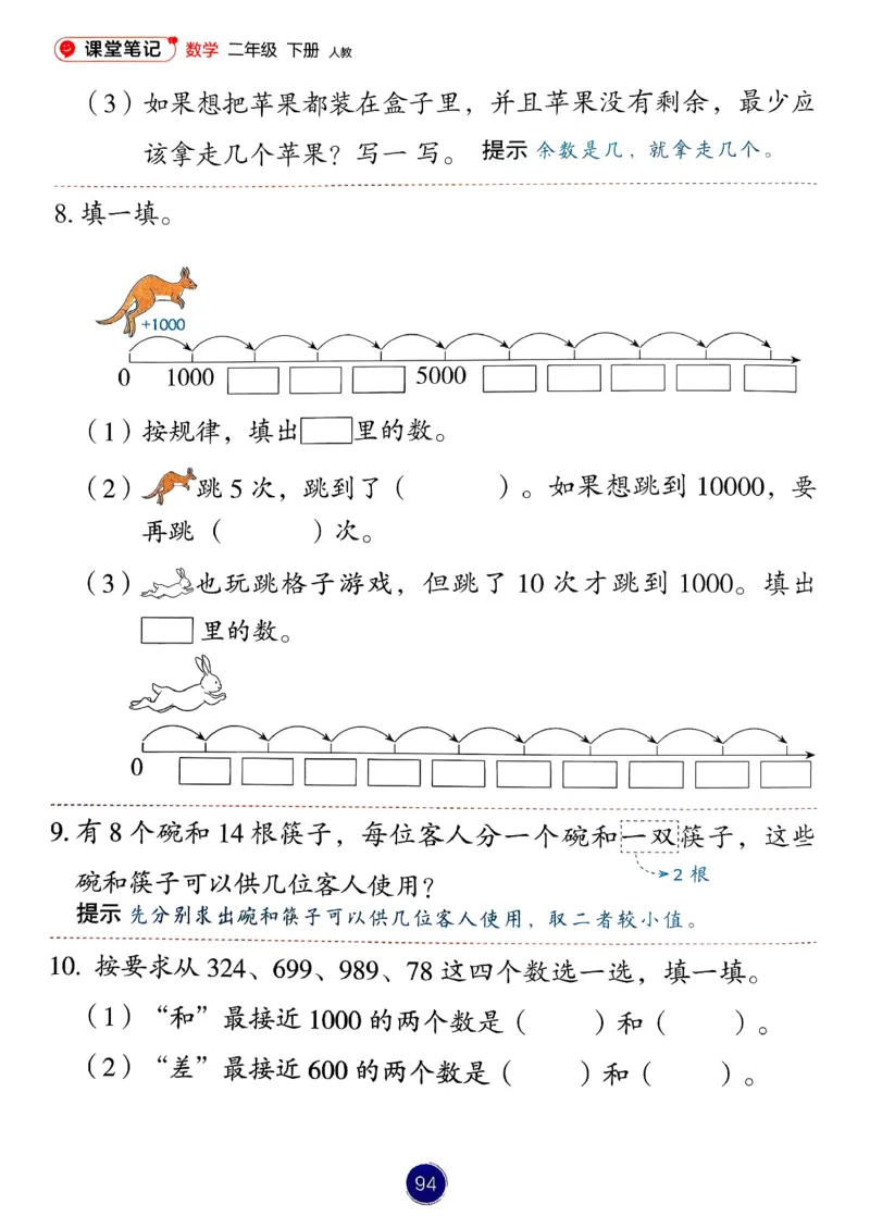 26春人教版二年级下册数学课堂笔记_2026春小学教辅大合集_3-26春《课堂笔记》系列_26春数学《课堂笔记》