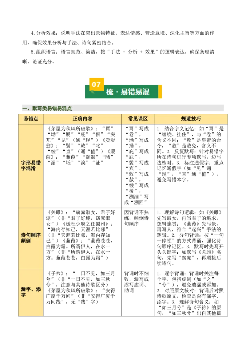 八下古诗词知识梳理（3张思维导图+15个核心考点+4个重难点+1个解题方法+4类题型方法突破+4类易错点提示5类题型解析+4个速记要点）（知识清单）解析版_中考复习资料_语数英物化