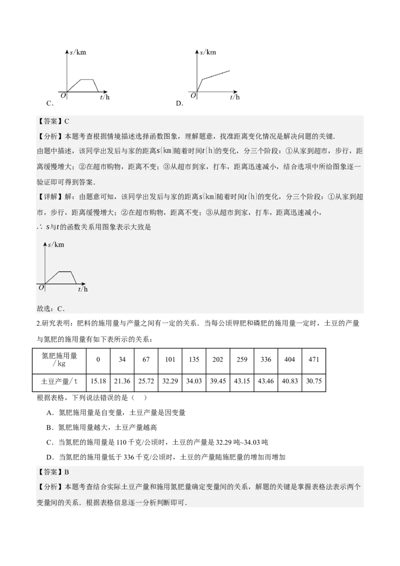 名师导航2026年中考数学一轮复习专题3.2函数及函数图象的分析与判断（全国通用版）（解析版）_中考复习资料_语数英物化_2数学中考复习_2026年中考复习（更新中）