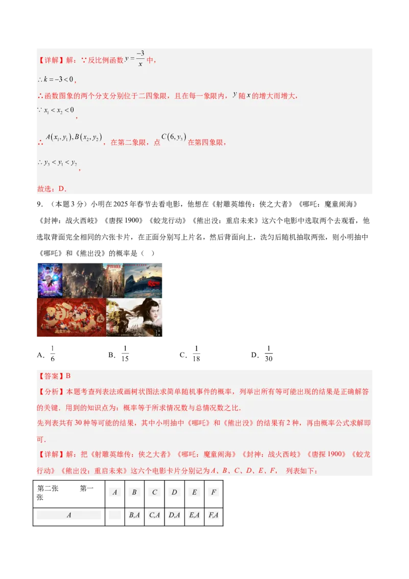 数学（全解全析）_中考复习资料_语数英物化_2数学中考复习_赠送：2025中考模拟题_2025年数学押题预测_数学（山西卷）-2025年中考押题预测卷