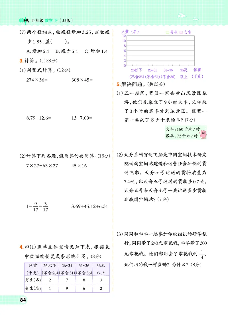 26春典中点四年级数学下（JJ版）0_2026春小学教辅大合集_6-26春《典中点》系列_26春《典中点》数学冀教版下册_《典中点》冀教版小学数学四年级下册（26春）