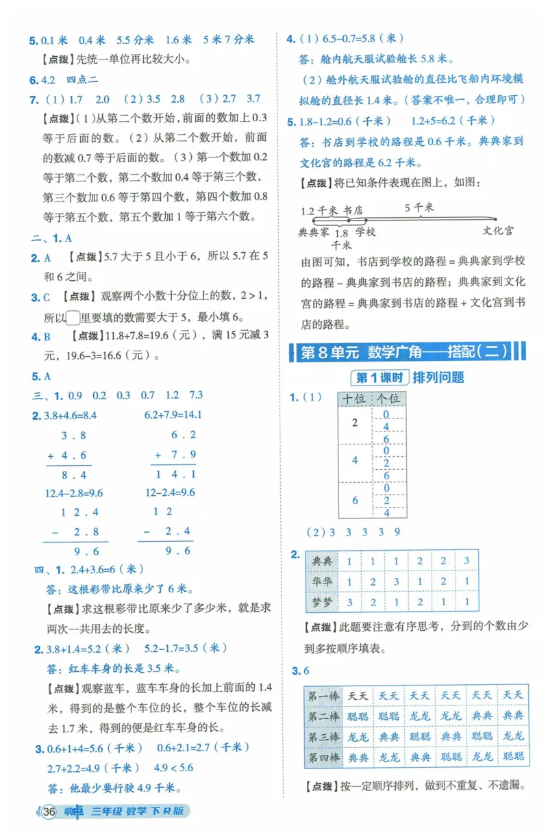 《典中点》（3下）含答案_2026春小学教辅大合集_6-26春《典中点》系列_26春《典中点》数学人教版（完整版）_数学《典中点》人教版25春_25春典中点三年级数学下练习册+试卷+夹册