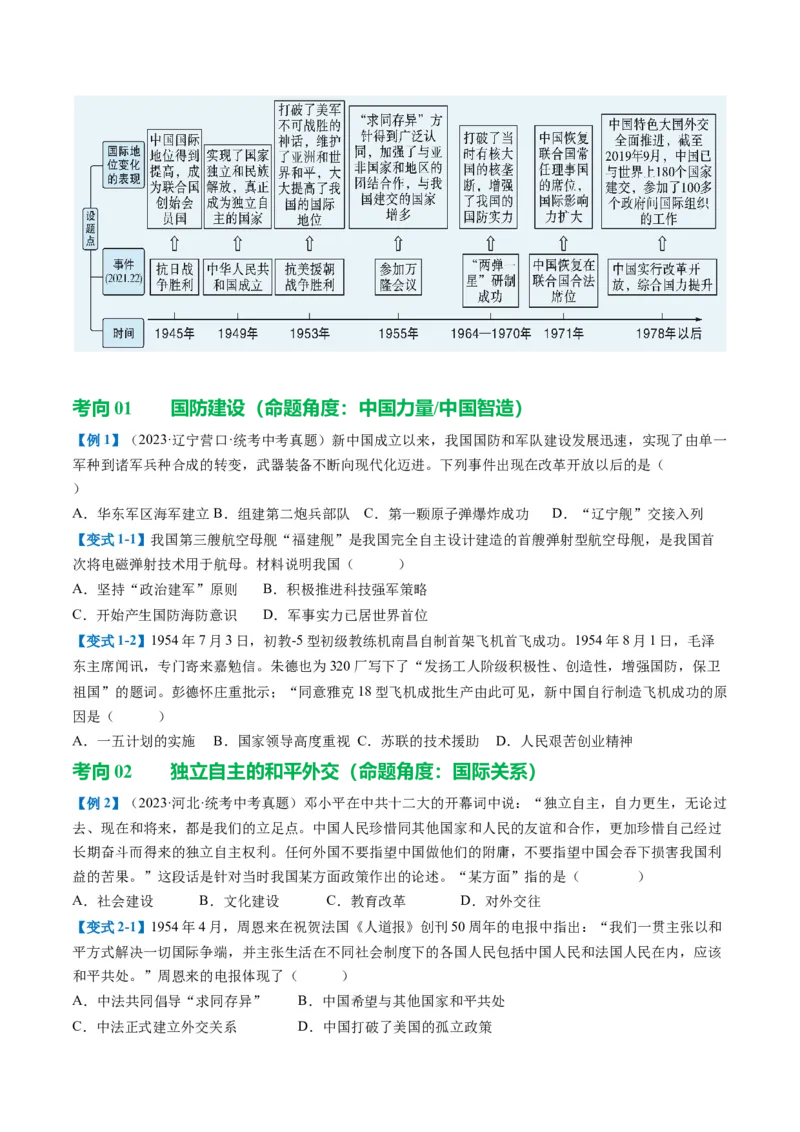（讲义）专题16民族团结与祖国统一、国防建设与外交成就（原卷版）_中考历史资料合集_中考历史一轮复习讲义_配套讲义（原卷版+解析版）
