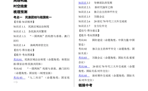 （讲义）专题16民族团结与祖国统一、国防建设与外交成就（原卷版）_中考历史资料合集_中考历史一轮复习讲义_配套讲义（原卷版+解析版）