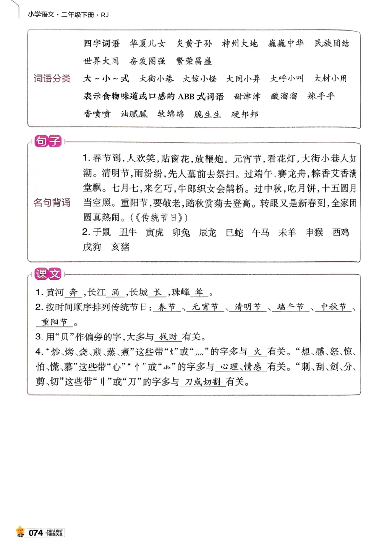 2年级语文下册《教材帮》26春_2026春小学教辅大合集_5-26春《天星教育》系列_26春完整版《教材帮》语文1-6下_26春二下人教版语文《教材帮》
