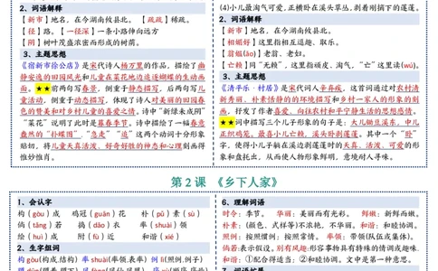 26春四年级下册语文彩色重点一课一贴_2026春人教语文《一课一贴》彩色版