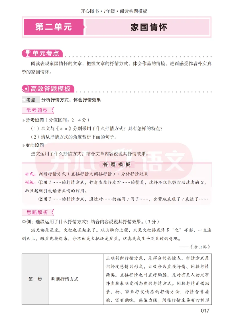 7下阅读答题模板-模板+例题+真题（试阅）_2026春小学教辅大合集_13-26春《开心》系列_同步阅读答题模板(1-8年级下册)