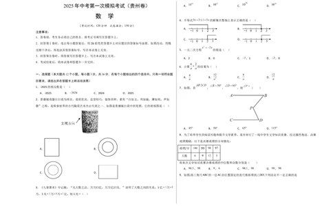 数学（贵州卷）（考试版A3）_中考复习资料_语数英物化_2数学中考复习_赠送：2025中考模拟题_2025年数学一模_数学（贵州卷）-2025年中考第一次全真模拟题