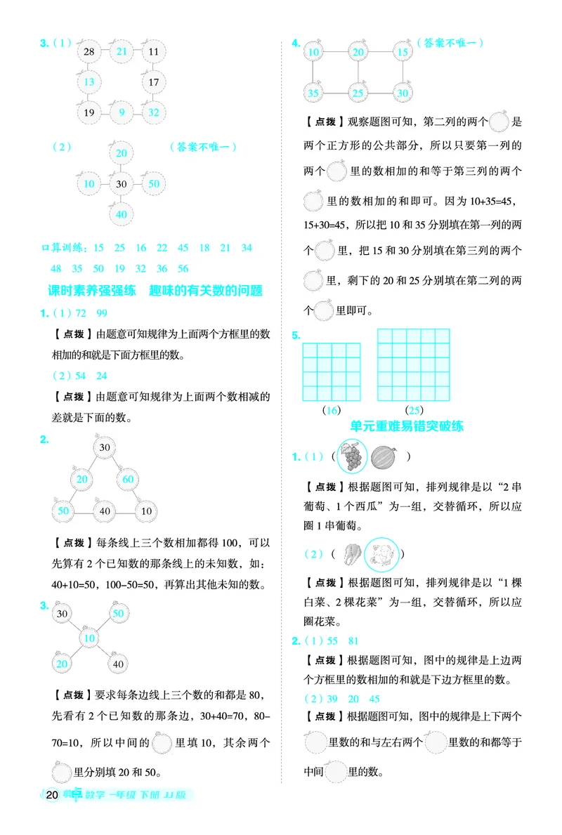 26春典中点一年级数学下（JJ版）答案0_2026春小学教辅大合集_6-26春《典中点》系列_26春《典中点》数学冀教版下册_《典中点》冀教版小学数学一年级下册（26春）