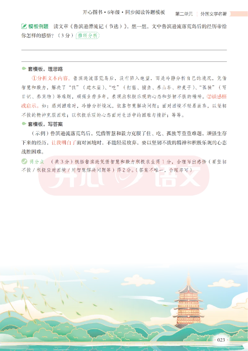 6下同步阅读答题模板-模板+例题+真题（试阅）_2026春小学教辅大合集_13-26春《开心》系列_同步阅读答题模板(1-8年级下册)