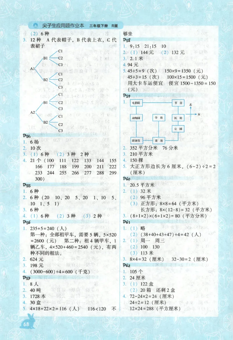 26春尖子生应用题作业本.三年级.下册R版198_2026春小学教辅大合集_2-26春数学类教辅系列_尖子生应用题26年下册