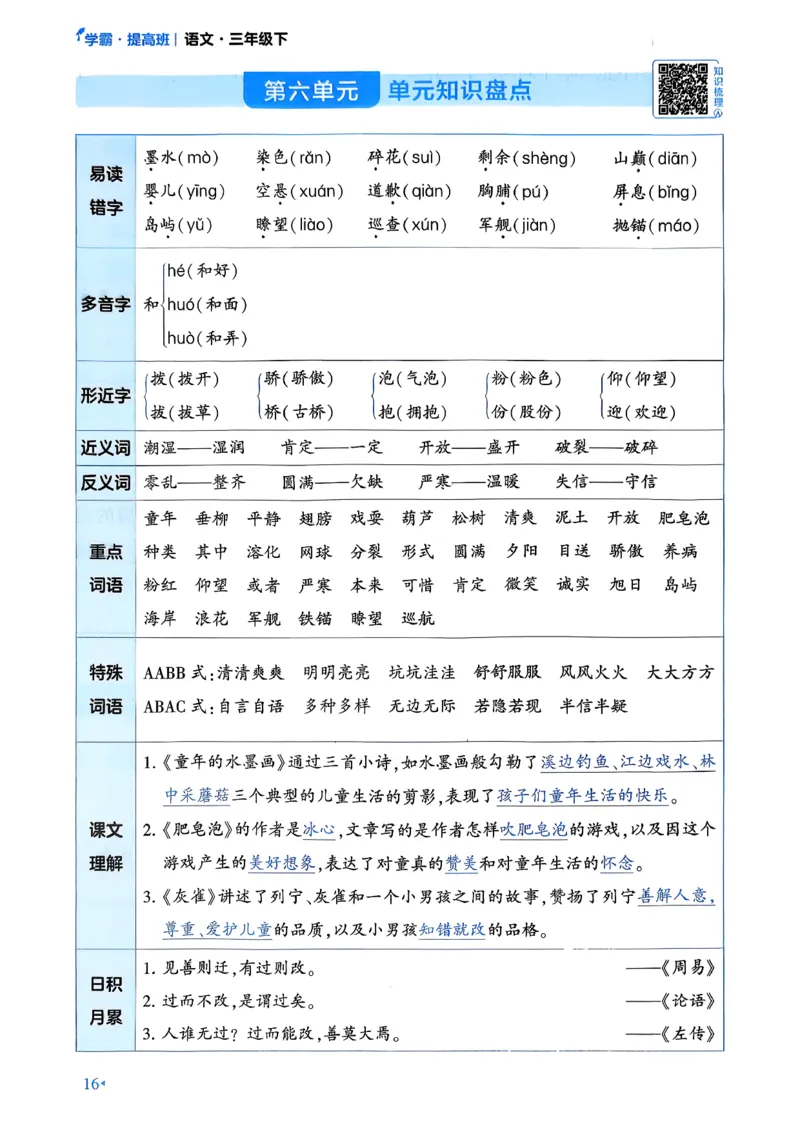 26春三年级下册四星学霸-语文人教-考点提分手册_2026春小学教辅大合集_9-26春《经纶学霸》系列_26春《四星学霸》系列_26春《四星学霸》语文1-6年级下册