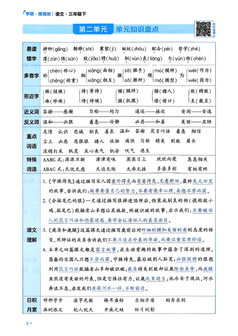 26春三年级下册四星学霸-语文人教-考点提分手册_2026春小学教辅大合集_9-26春《经纶学霸》系列_26春《四星学霸》系列_26春《四星学霸》语文1-6年级下册