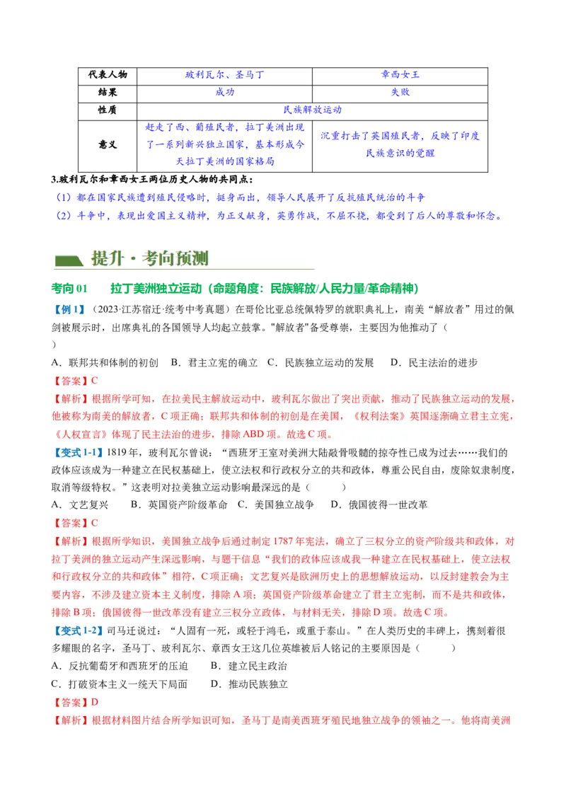 （讲义）专题23殖民地人民的反抗与资本主义制度的扩展（解析版）_中考历史资料合集_中考历史一轮复习讲义_配套讲义（原卷版+解析版）_教师版（含答案解析）