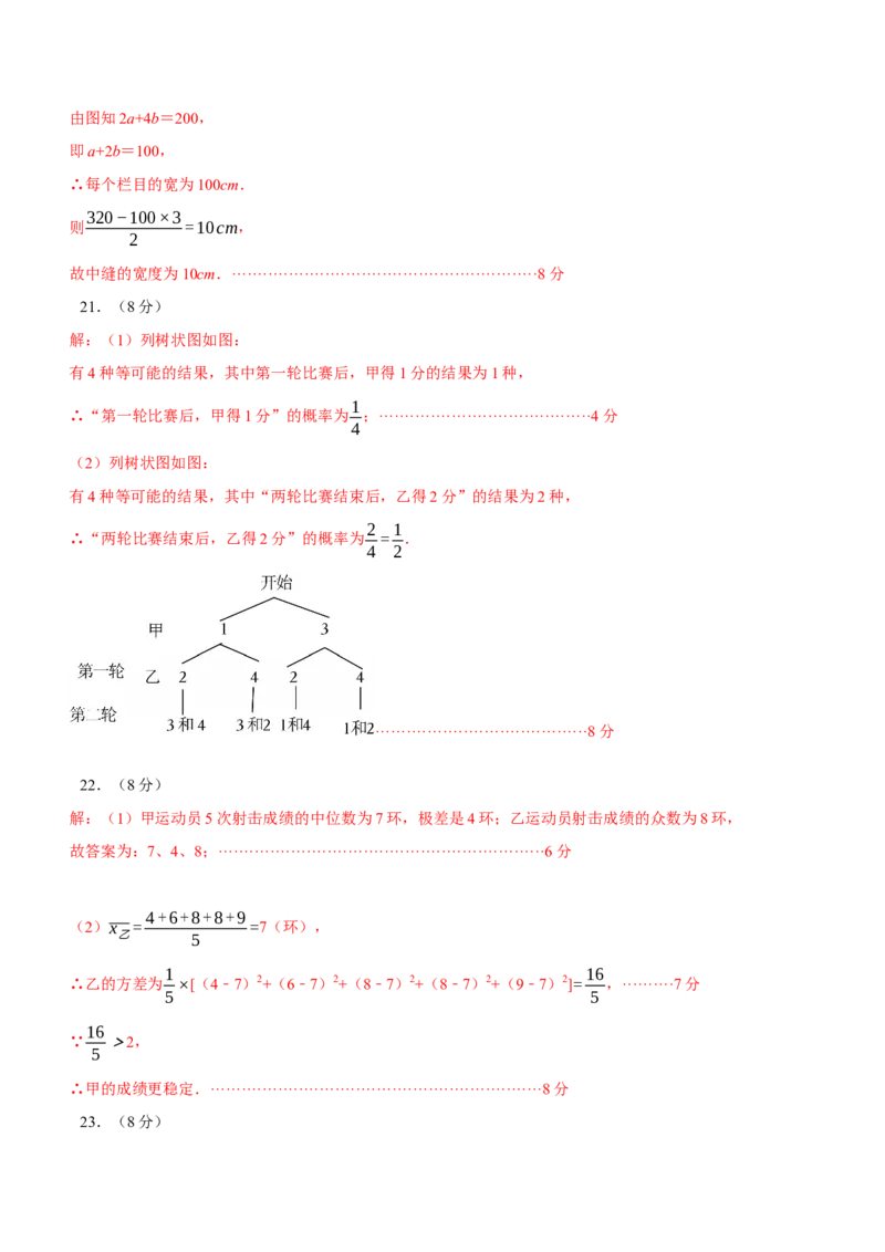 数学（江苏淮安卷）（参考答案及评分标准）_中考复习资料_语数英物化_2数学中考复习_赠送：2025中考模拟题_2025年数学三模_数学（江苏淮安卷）-2025年中考第三次模拟考试