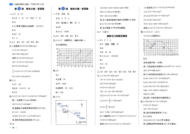 6下数学人教周末小测卷_周末预测小卷_2026《一本&bull;周末小测卷》（1-6年级下）（数学）（人教版）