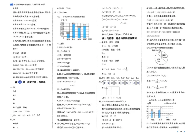 6下数学人教周末小测卷_周末预测小卷_2026《一本&bull;周末小测卷》（1-6年级下）（数学）（人教版）