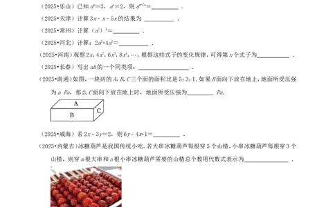 备考2026中考数学真题2025分类精编精练2整式与因式分解（含解析）_中考复习资料_语数英物化_2数学中考复习_2026年中考复习（更新中）_备考2026中考数学真题2025分类精编精练