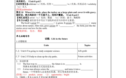 八年级（上）Units7~8（第11课时）2026年中考英语一轮复习教材梳理（人教版）_中考复习资料_语数英物化_3英语中考复习_2026年中考复习（更新中）