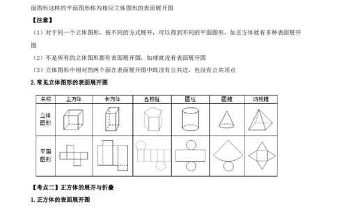 名师导航2026年中考数学一轮复习专题7.2立体图形的展开与折叠（全国通用版）（原卷版）_中考复习资料_语数英物化_2数学中考复习_2026年中考复习（更新中）