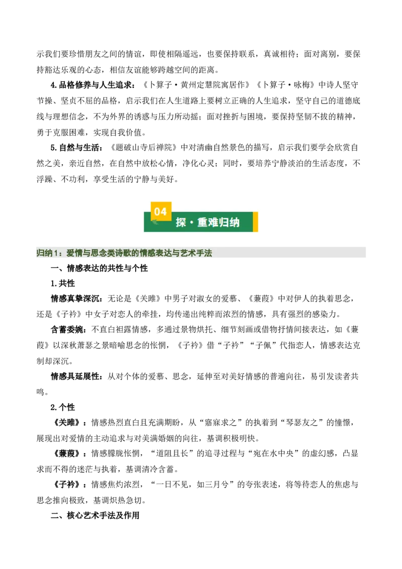 八下古诗词知识梳理（3张思维导图+15个核心考点+4个重难点+1个解题方法+4类题型方法突破+4类易错点提示5类题型解析+4个速记要点）（知识清单）原卷版_中考复习资料_语数英物化