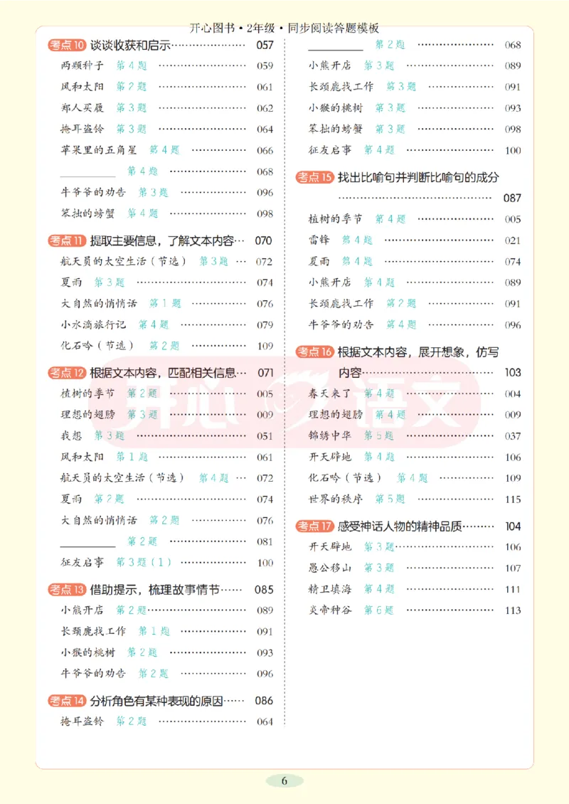 2下同步阅读答题模板-模板+例题+真题（试阅）_2026春小学教辅大合集_13-26春《开心》系列_同步阅读答题模板(1-8年级下册)
