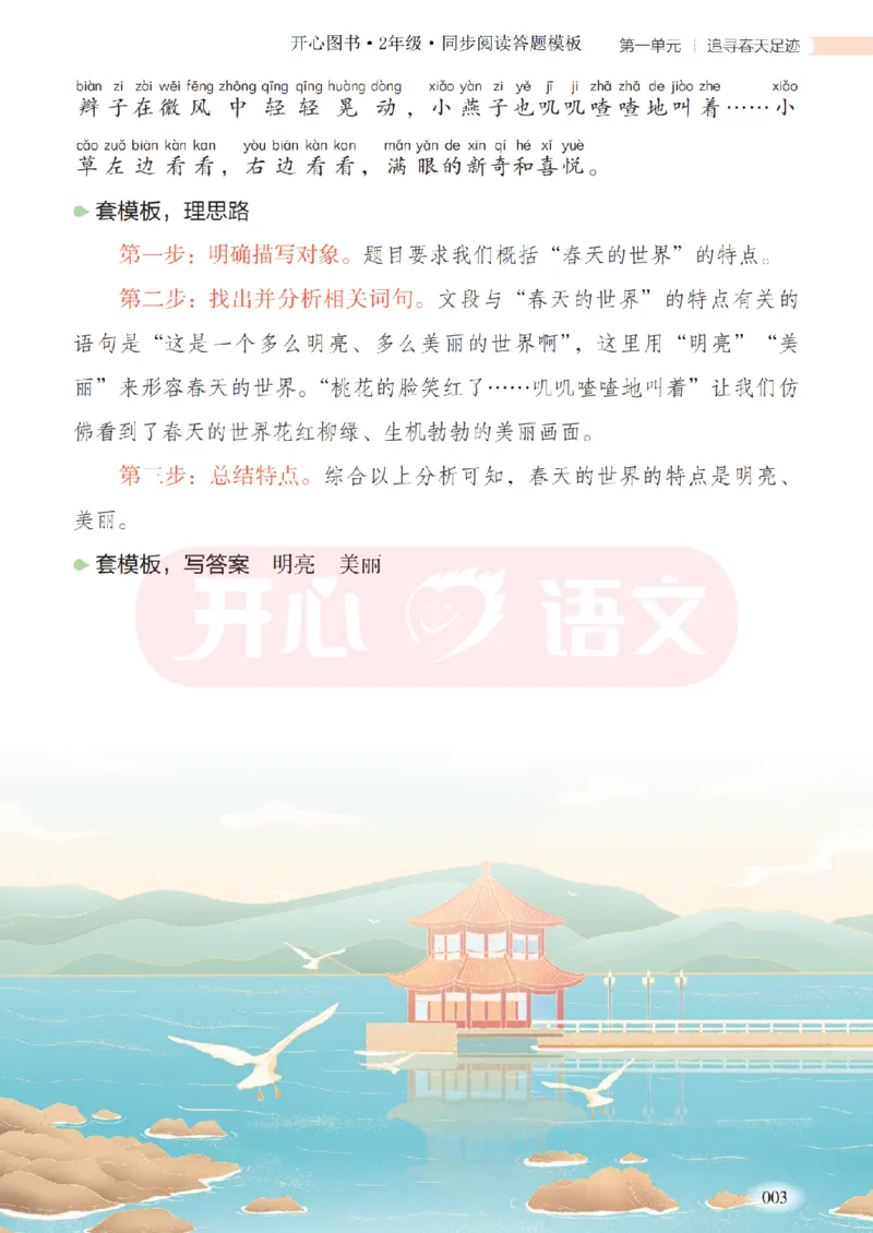 2下同步阅读答题模板-模板+例题+真题（试阅）_2026春小学教辅大合集_13-26春《开心》系列_同步阅读答题模板(1-8年级下册)