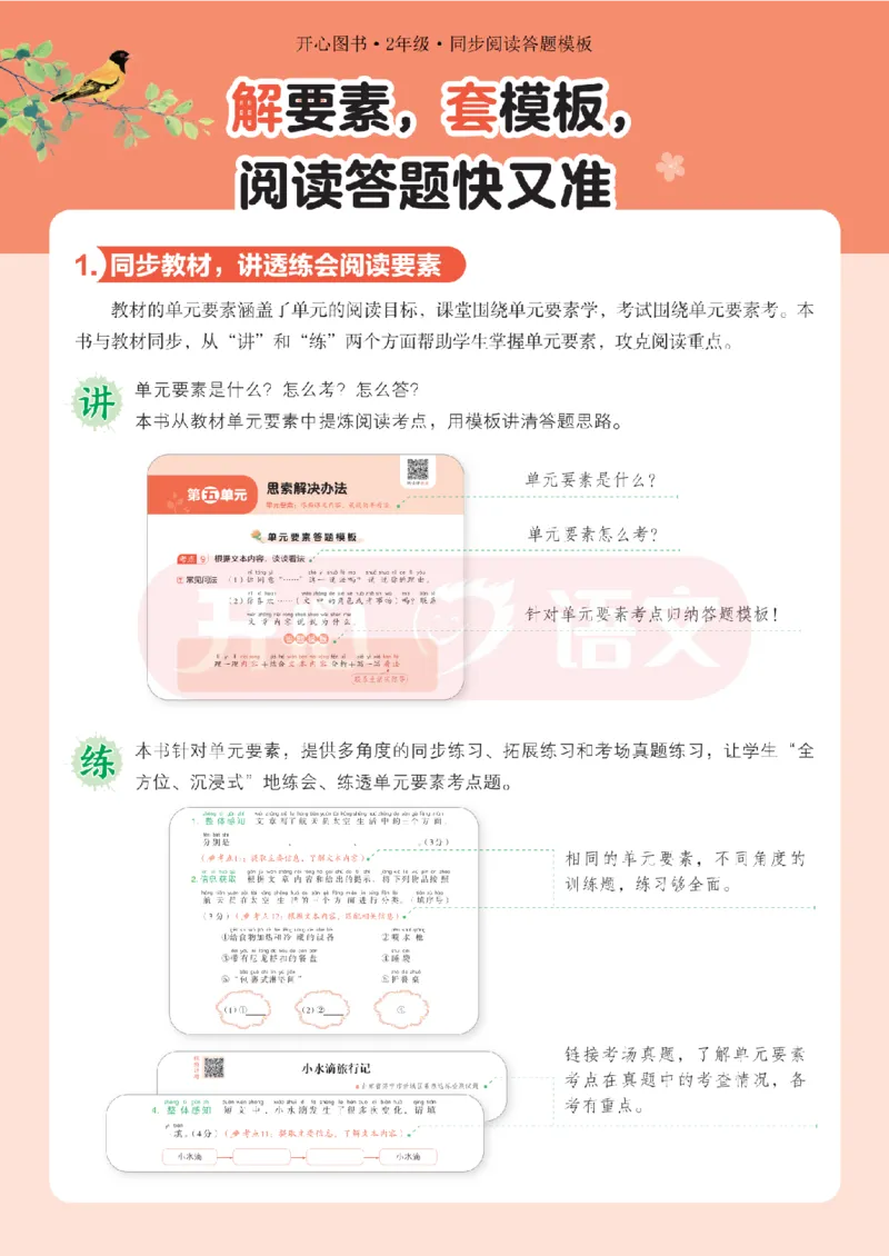 2下同步阅读答题模板-模板+例题+真题（试阅）_2026春小学教辅大合集_13-26春《开心》系列_同步阅读答题模板(1-8年级下册)