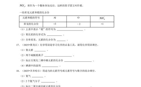 备考2026年中考化学一轮复习化学用语（含解析）_中考复习资料_语数英物化_5化学中考复习_2026年中考复习（更新中）_备考2026年中考化学一轮复习专题练