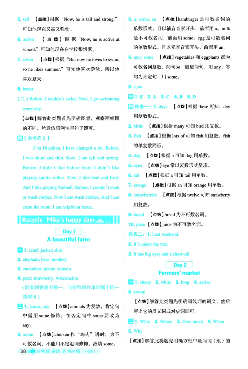 26春典中点六年级英语下（R-pep版）Y专版地区适用答案_2026春小学教辅大合集_6-26春《典中点》系列_26春《典中点》英语（R-pep版）3-6年级下册_26春典中点六年级英语下（R-pep版）