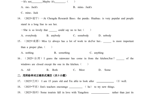 备考2026年中考英语一轮复习代词（原卷版+解析版）_中考复习资料_语数英物化_3英语中考复习_2026年中考复习（更新中）_备考2026年中考英语一轮复习卷-语法+题型（原卷版+解析版）