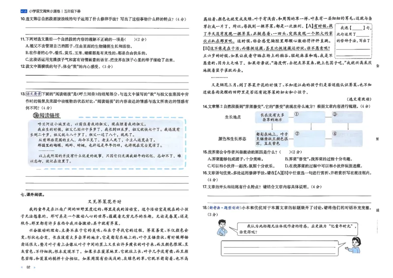 5下语文周末小测卷_周末预测小卷_2026《一本&bull;周末小测卷》语文
