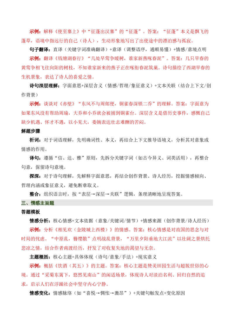 八上古诗词知识梳理（1张思维导图+15个核心考点+4个重难点+1个解题方法+4类题型方法突破+4类易错点提示5类题型解析+4个速记要点）（知识清单）解析版_中考复习资料_语数英物化