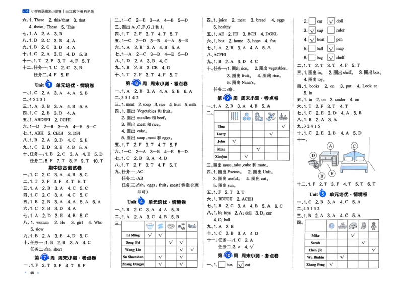 三下26春英语人教PEP一本周末小测卷_周末预测小卷_2026《一本&bull;周末小测卷》英语人教