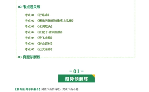 第04讲人生况味&middot;豁达胸襟（《行路难》《酬乐天扬州初逢席上见赠》《水调歌头》《江城子&middot;密州出猎》《登飞来峰》《游山西村》《己亥杂诗》）（专项训练）（原卷版）_中考复习资料