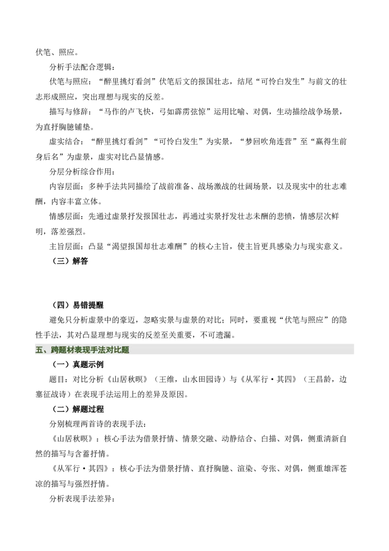 清单05古诗词鉴赏之表现手法（3张思维导图+15个核心考点+4个重难点+1个解题方法+4类题型方法突破+4类易错点提示5类题型解析+5个速记要点）（知识清单）原卷版_中考复习资料_语数英物化