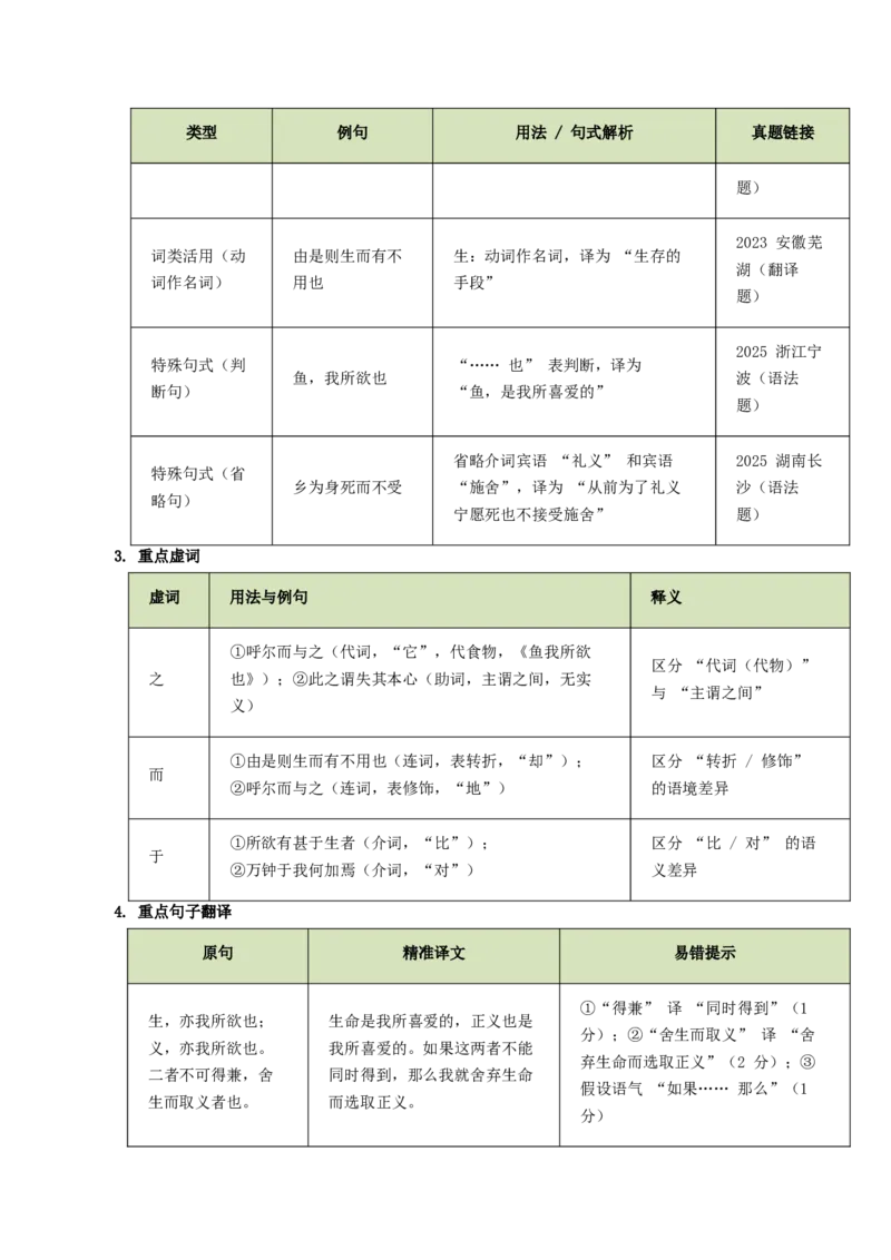 第05讲圣贤之道&middot;人格修养（《孟子》三章《鱼我所欲也》）（复习讲义）（原卷版）_中考复习资料_语数英物化_1语文中考复习_2026年中考复习（更新中）