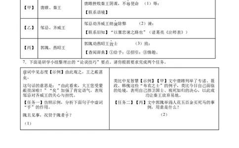 第08讲雄辩韬略&middot;语言艺术（《邹忌讽齐王纳谏》《唐雎不辱使命》）（专题训练）（原卷版）_中考复习资料_语数英物化_1语文中考复习_2026年中考复习（更新中）