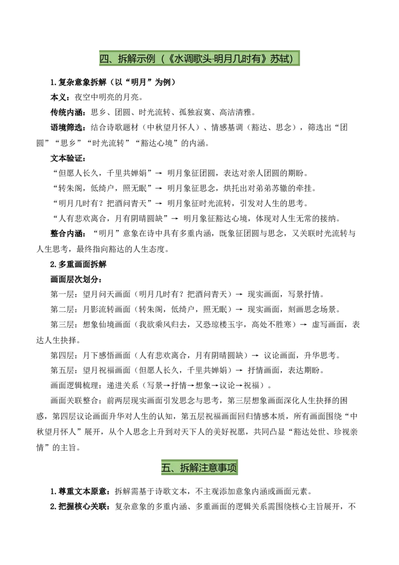 清单04古诗词鉴赏之画面描绘、形象意象分析（3张思维导图+15个核心考点+4个重难点+1个解题方法+4类题型方法突破+4类易错点提示5类题型解析+4个速记要点）（知识清单）原卷版