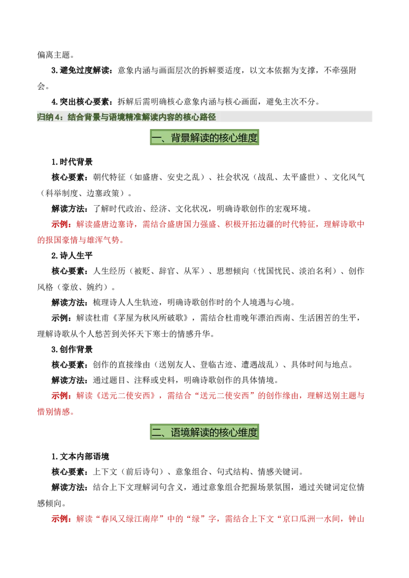 清单04古诗词鉴赏之画面描绘、形象意象分析（3张思维导图+15个核心考点+4个重难点+1个解题方法+4类题型方法突破+4类易错点提示5类题型解析+4个速记要点）（知识清单）原卷版