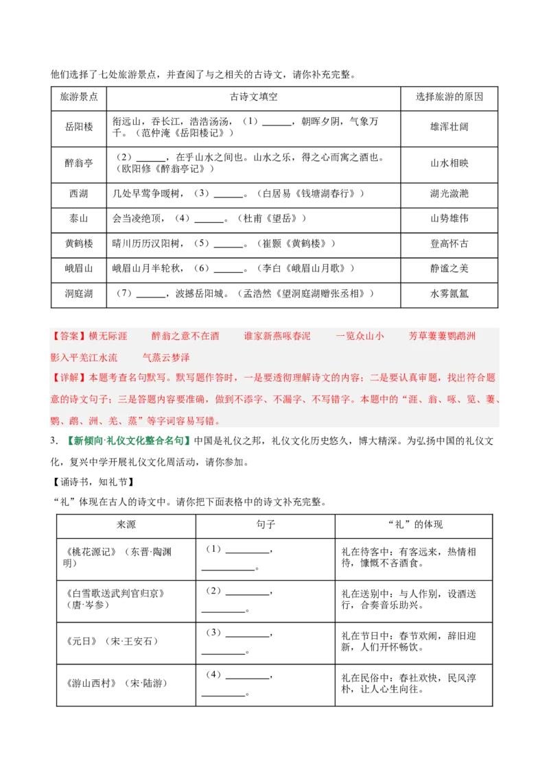 第05讲名句名篇默写（专项训练）（解析版）_中考复习资料_语数英物化_1语文中考复习_2026年中考复习（更新中）_2026年中考语文一轮复习讲练测（全国通用）